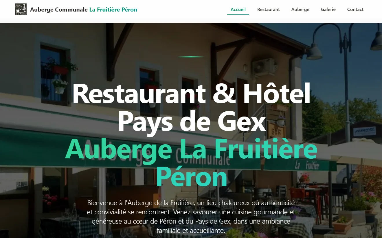 Capture du site internet de Auberge Fruitière de Péron, réalisé par SOS IT Services